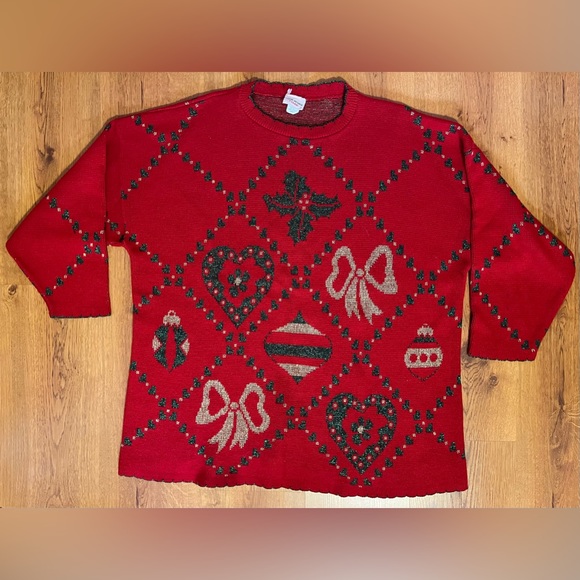 Holiday Time Sweaters - Christmas Sweater Holiday Time Holly Bows Pullover‎ Red Women’s 22W